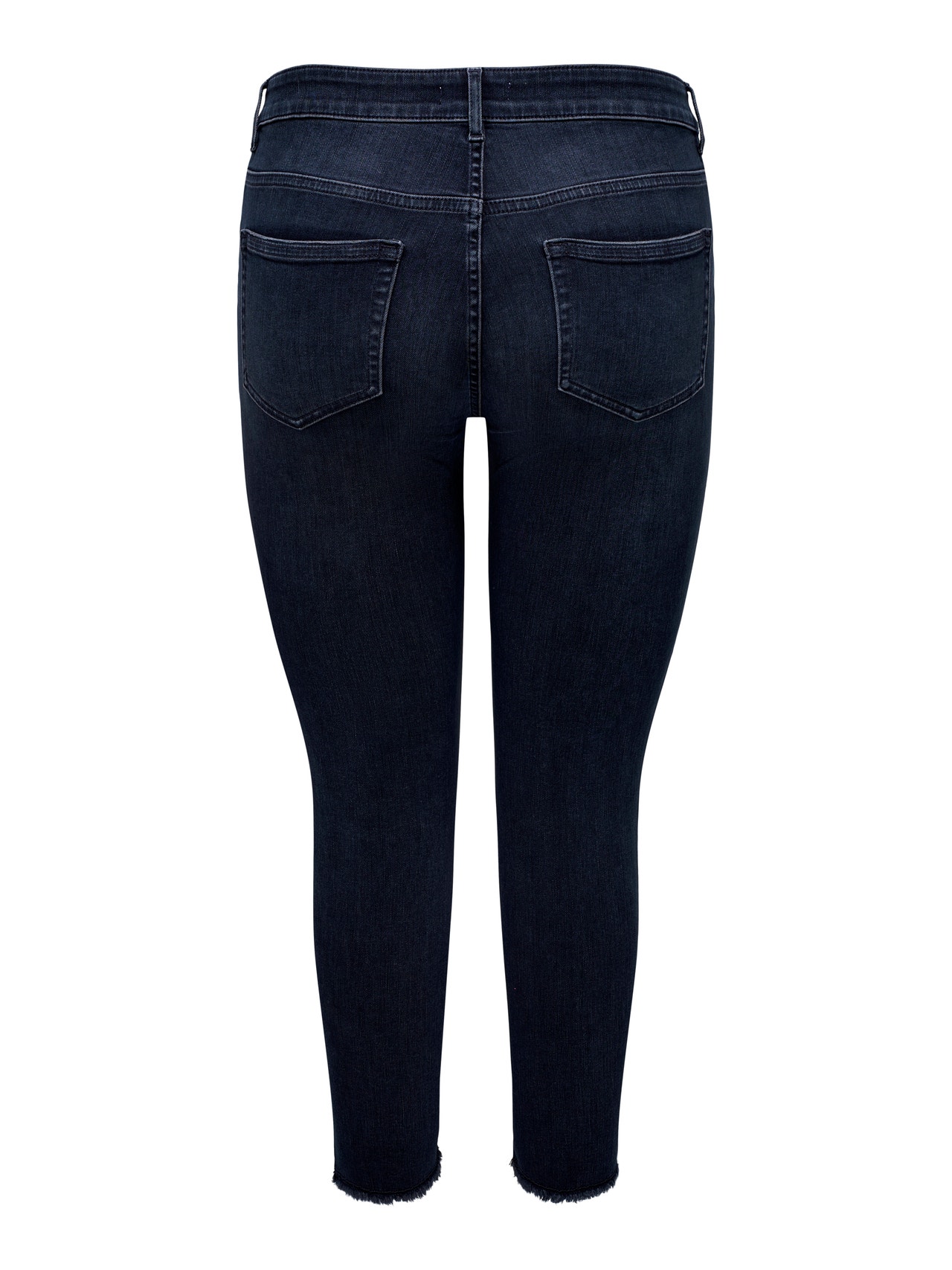 ONLY Skinny Fit Mittlere Taille Offener Saum Curve Jeans -Blue Black Denim - 15311521