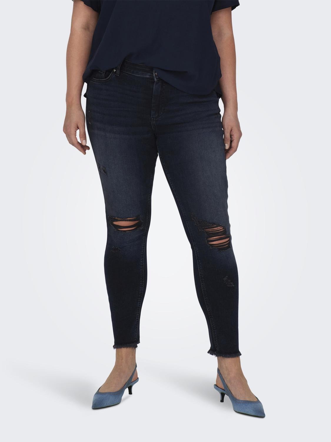 ONLY Jeans Skinny Fit Taille classique Ourlet brut Curve -Blue Black Denim - 15311521