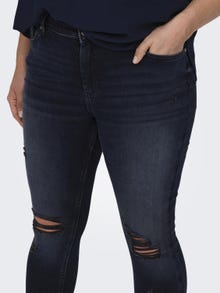 ONLY Skinny Fit Normal midja Råskuren fåll Curve Jeans -Blue Black Denim - 15311521
