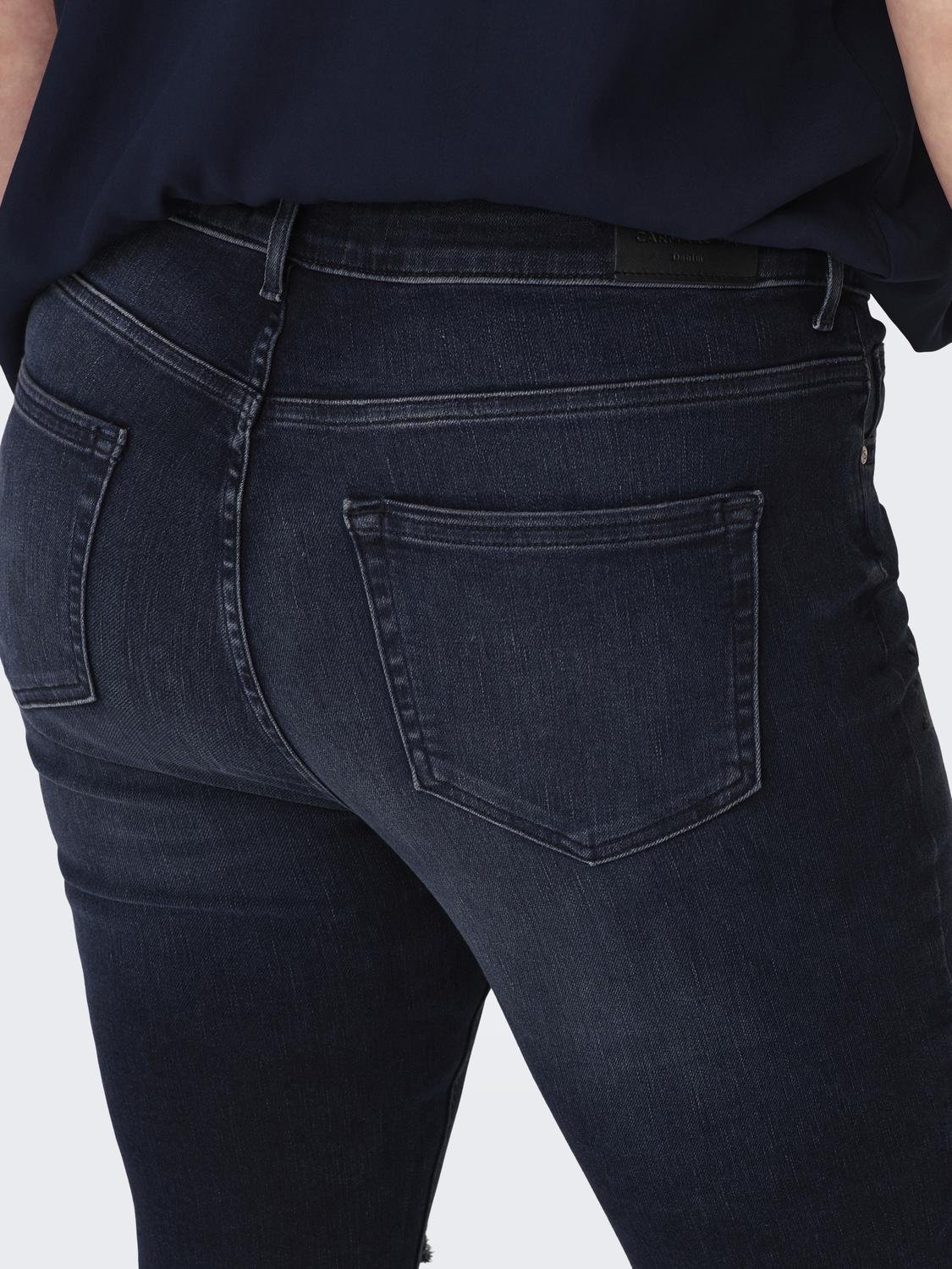 ONLY Skinny Fit Normal midja Råskuren fåll Curve Jeans -Blue Black Denim - 15311521