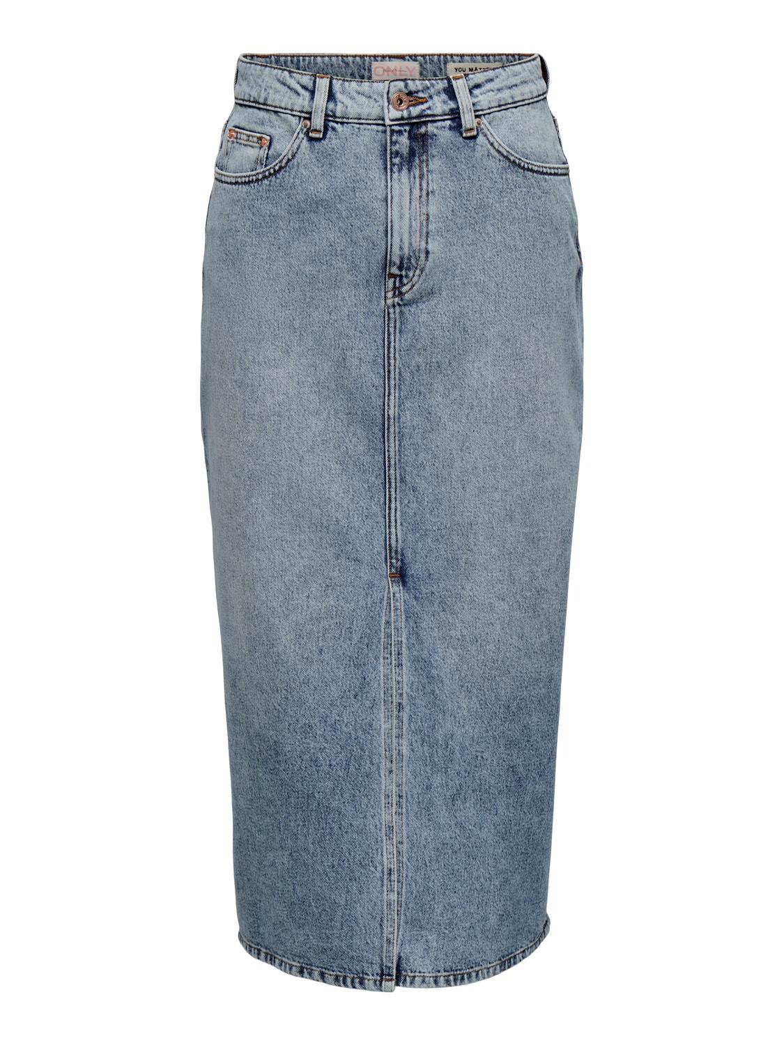 ONLY Hög midja Kort kjol -Light Blue Denim - 15311569