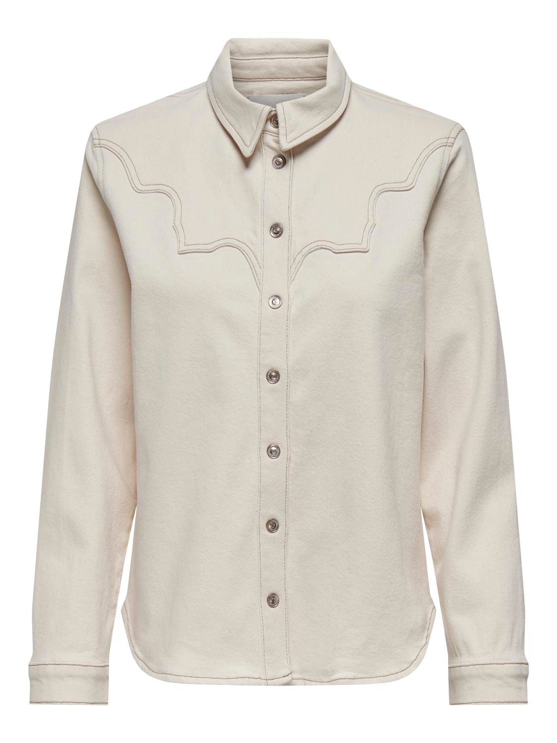 ONLY Standard Fit Shirt collar Buttoned cuffs Shirt -Ecru - 15311571