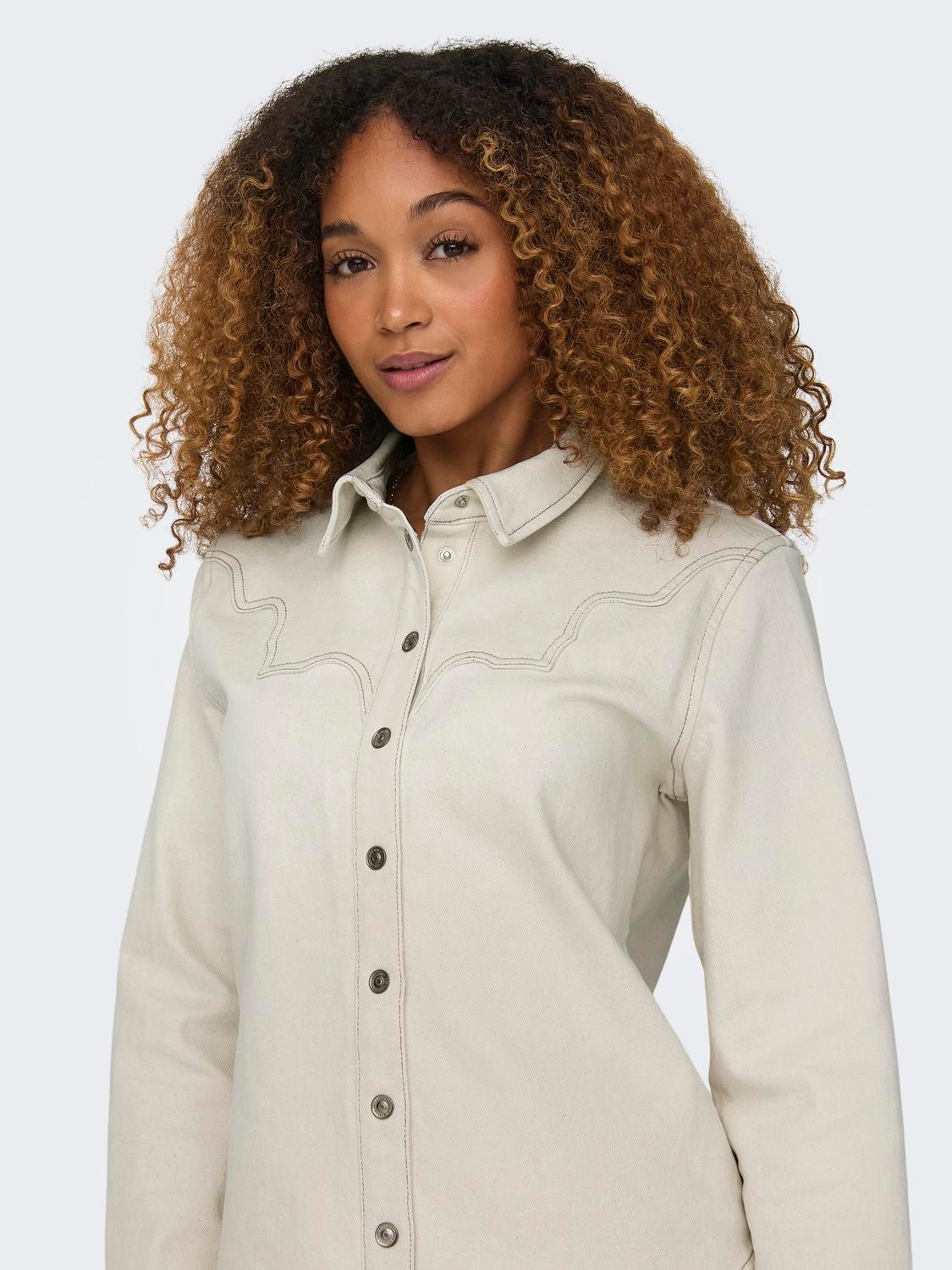 ONLY Standard fit Overhemd kraag Manchetten met knoop Overhemd -Ecru - 15311571