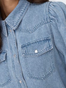 ONLY Locker geschnitten Hemdkragen Puffärmel Hemd -Light Blue Denim - 15311711