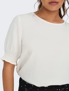 ONLY O-neck top with smock -Cloud Dancer - 15311894