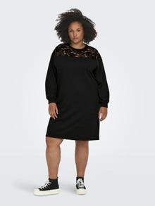 ONLY Curvy midi dress with lace -Black - 15311913