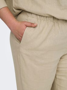 ONLY Curvy linen trousers -Oxford Tan - 15311951