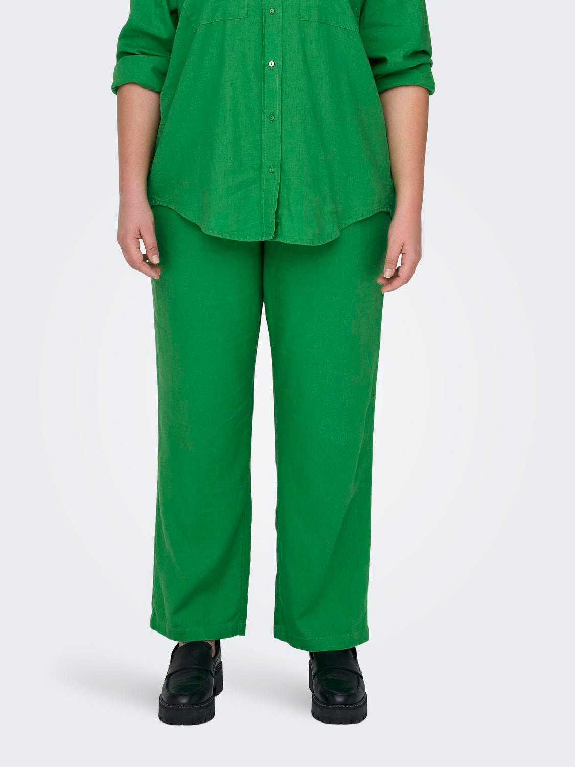 ONLY Curvy linen trousers -Green Bee - 15311951