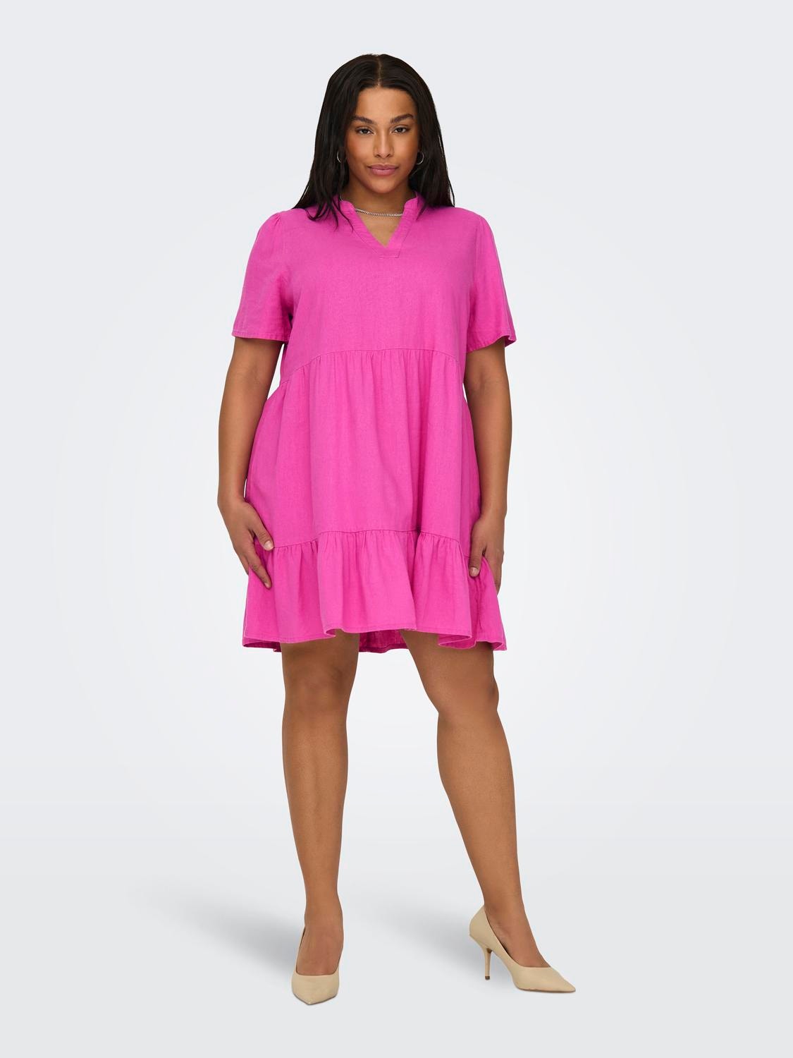 ONLY Regular Fit V-hals Curve Kort kjole -Raspberry Rose - 15311976