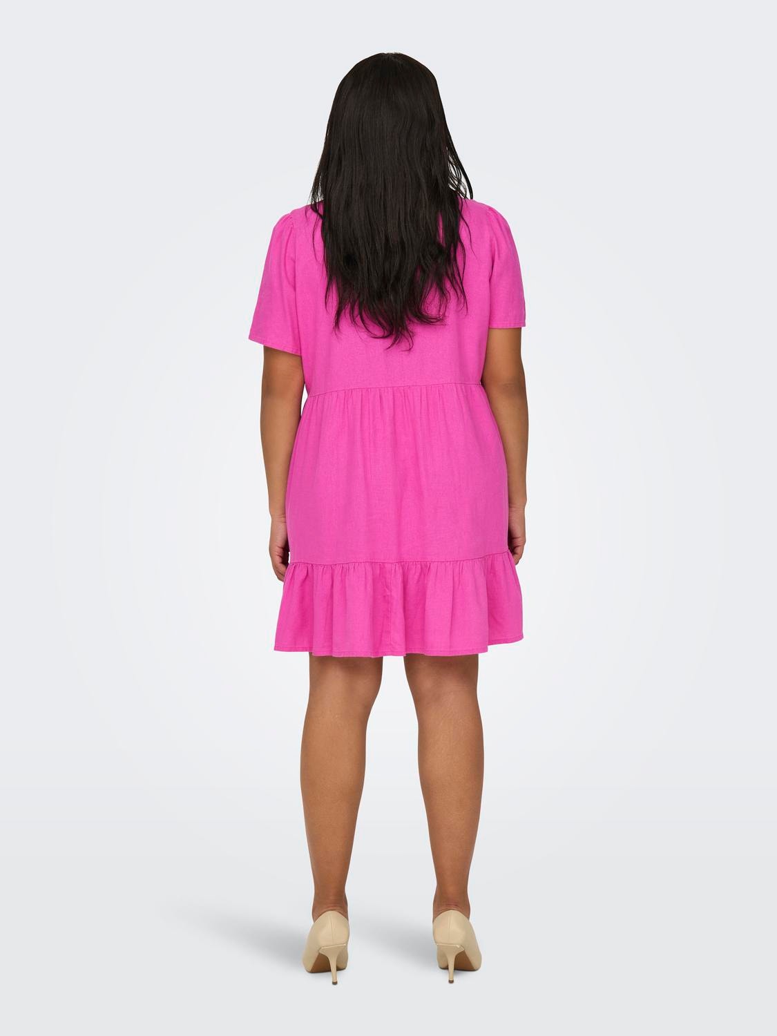 ONLY Normal geschnitten V-Ausschnitt Curve Kurzes Kleid -Raspberry Rose - 15311976