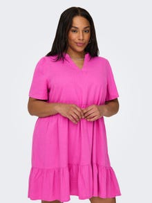 ONLY Curvy mini v-hals kjole  -Raspberry Rose - 15311976