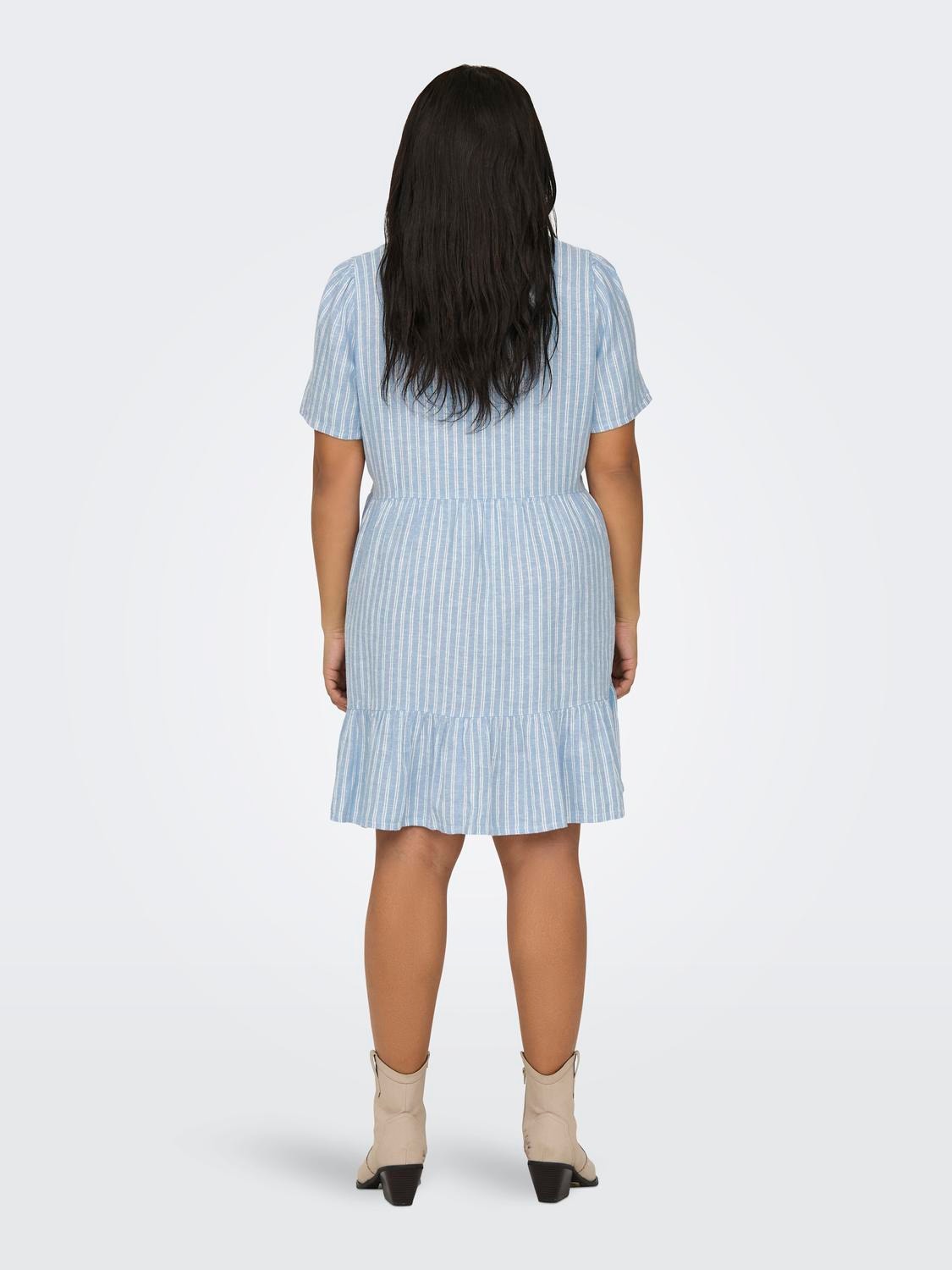 ONLY Regular Fit V-Neck Curve Short dress -Blissful Blue - 15311976