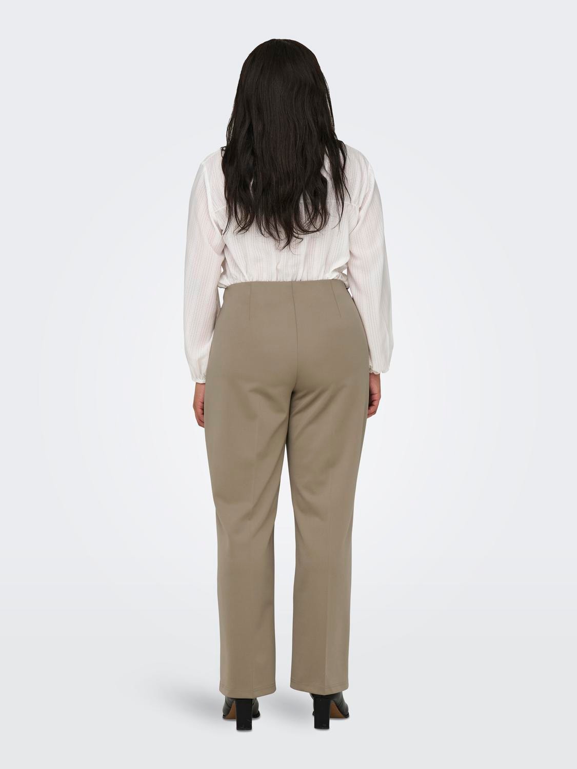 ONLY Pantalons Straight Fit Taille haute Curve -Weathered Teak - 15312009