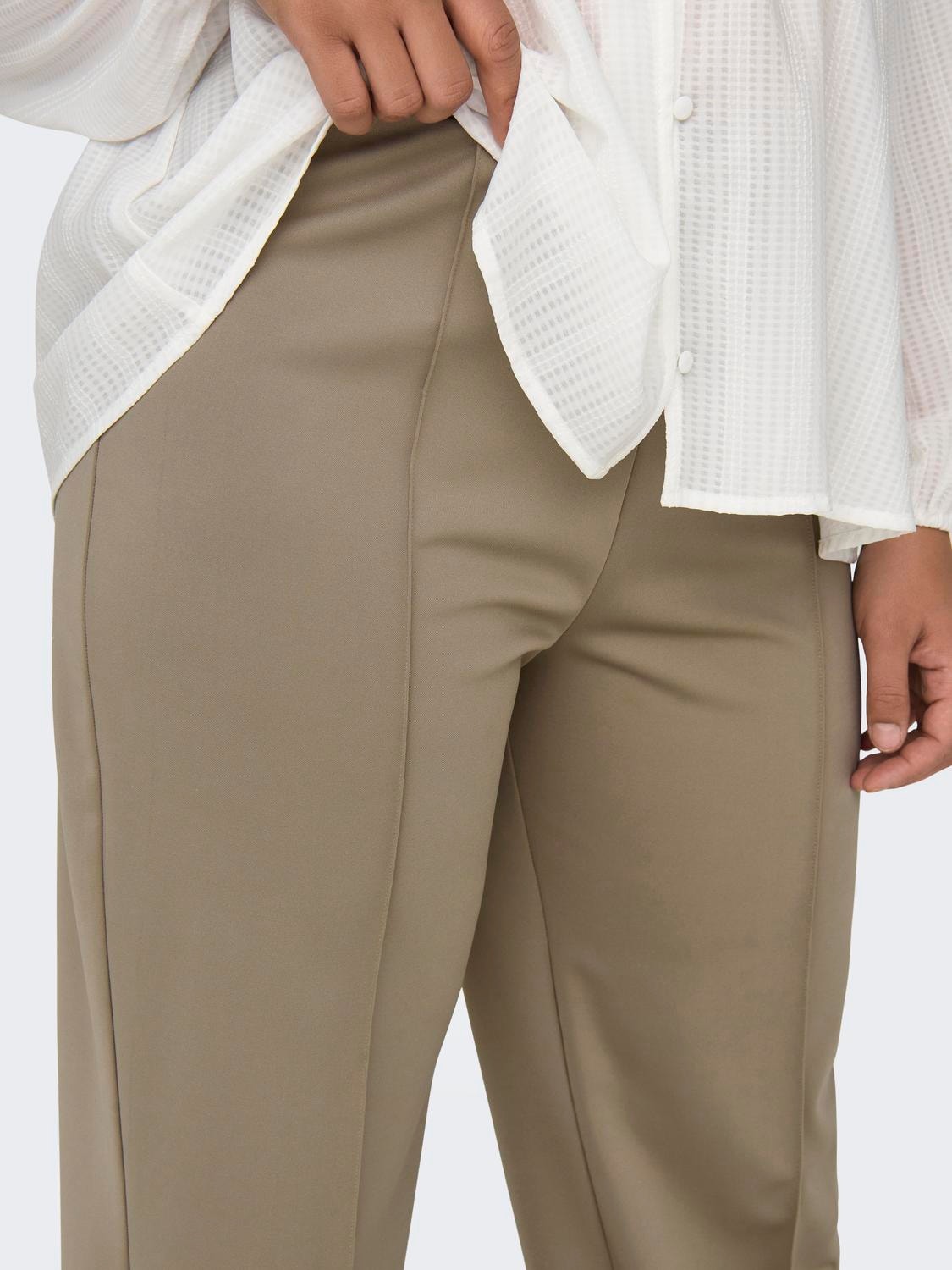 ONLY Curvy trousers with high waist -Weathered Teak - 15312009