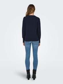 ONLY Knit Fit Round Neck Buttoned cuffs Pullover -Sky Captain - 15312026