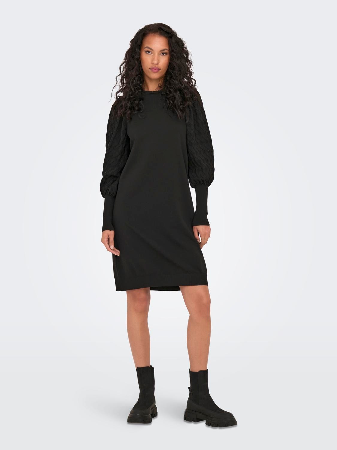 ONLY mini o-neck dress -Black - 15312052