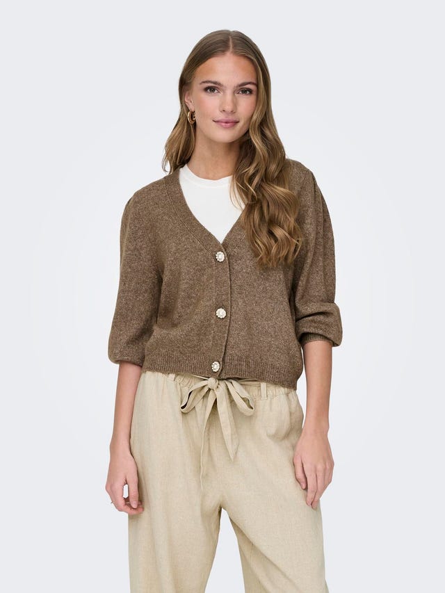 ONLY V-Neck Puff sleeves Knit Cardigan - 15312054