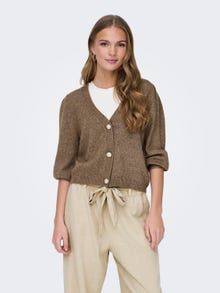 ONLY V-Neck Puff sleeves Knit Cardigan -Caribou - 15312054