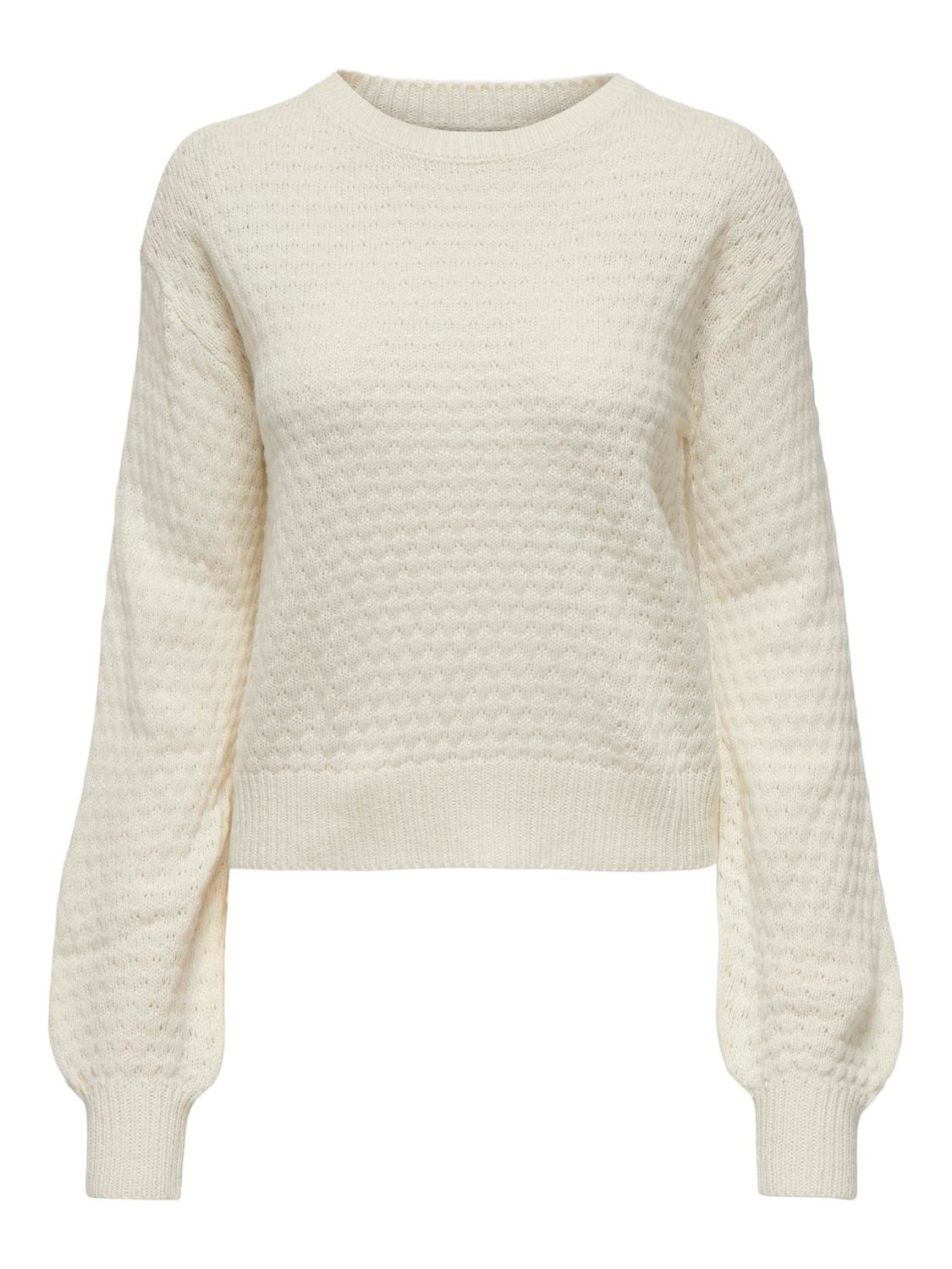 ONLY Boat neck Ribbed cuffs Dropped shoulders Pullover -Eggnog - 15312072