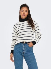 ONLY O-neck knitted pullover -Cloud Dancer - 15312077