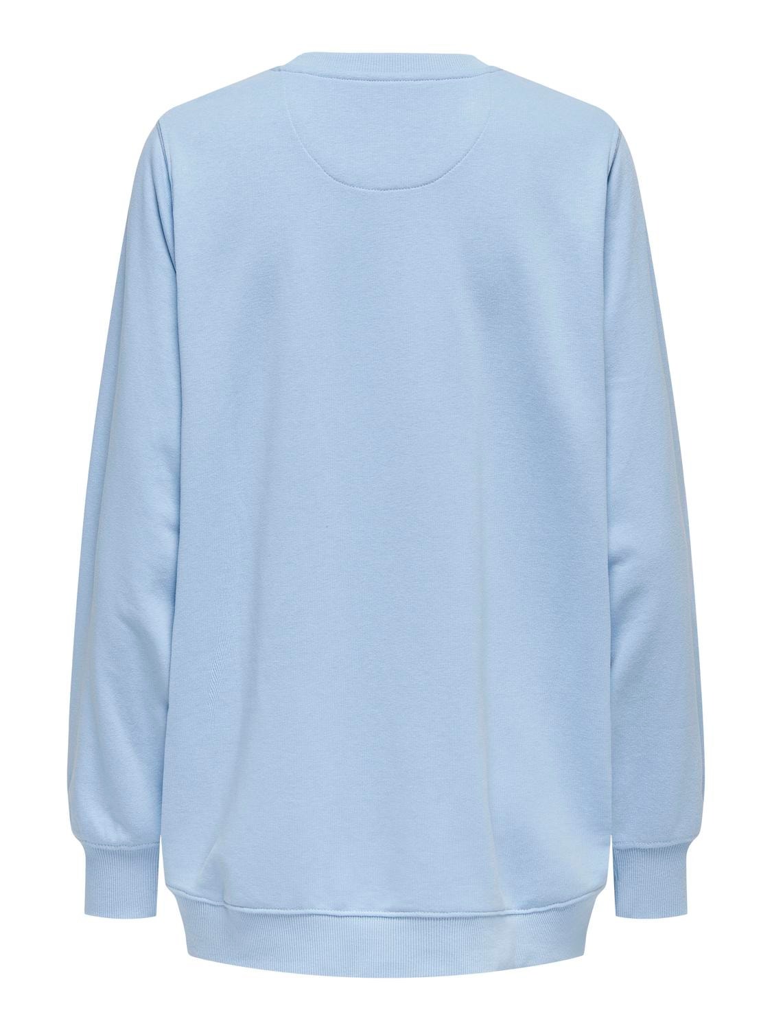 ONLY Long Line Fit Round Neck Sweatshirts -Clear Sky - 15312099