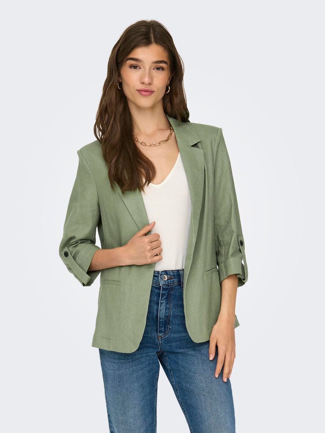 ONLY Blazers Loose Fit Col à revers -Oil Green - 15312199