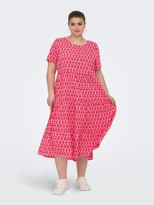 ONLY Curvy o-hals midi kjole -Strawberry Moon - 15312232