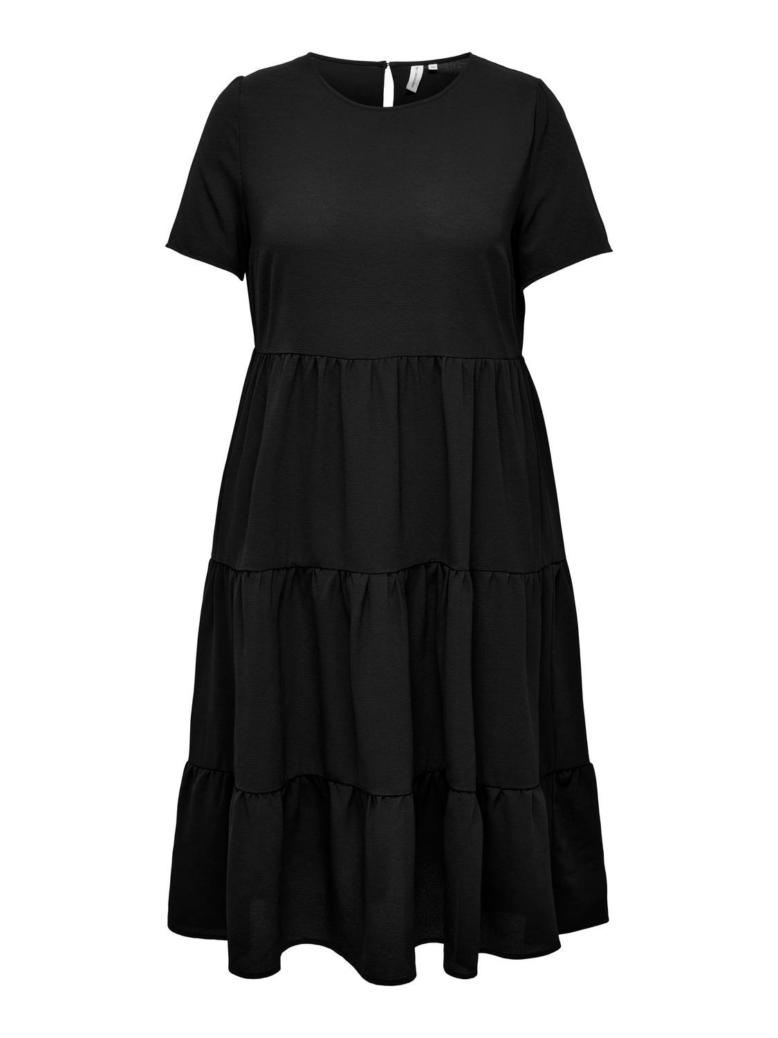 ONLY Curvy o-neck midi dress -Black - 15312232