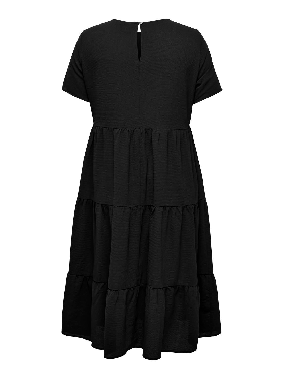 ONLY Curvy o-neck midi dress -Black - 15312232