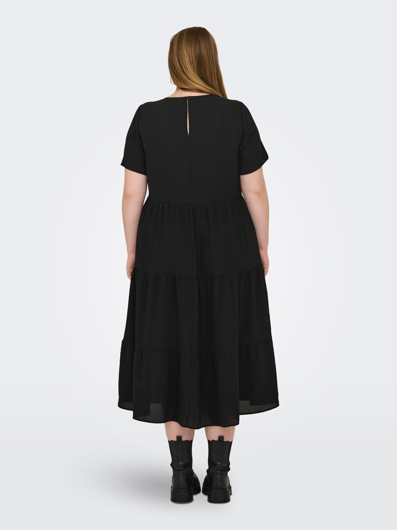 ONLY Curvy o-hals midi kjole -Black - 15312232