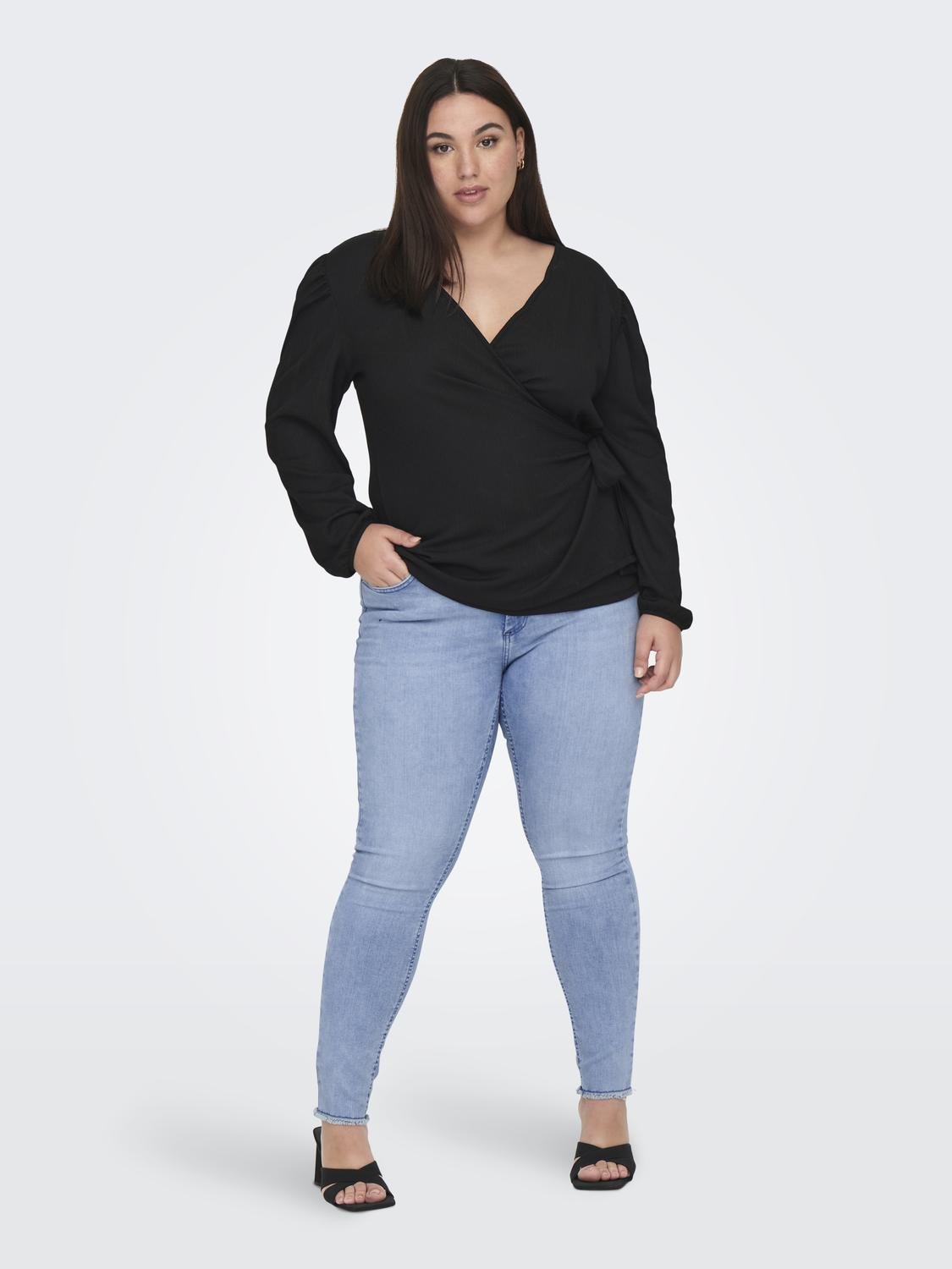 ONLY Curvy Wrap Top -Black - 15312266