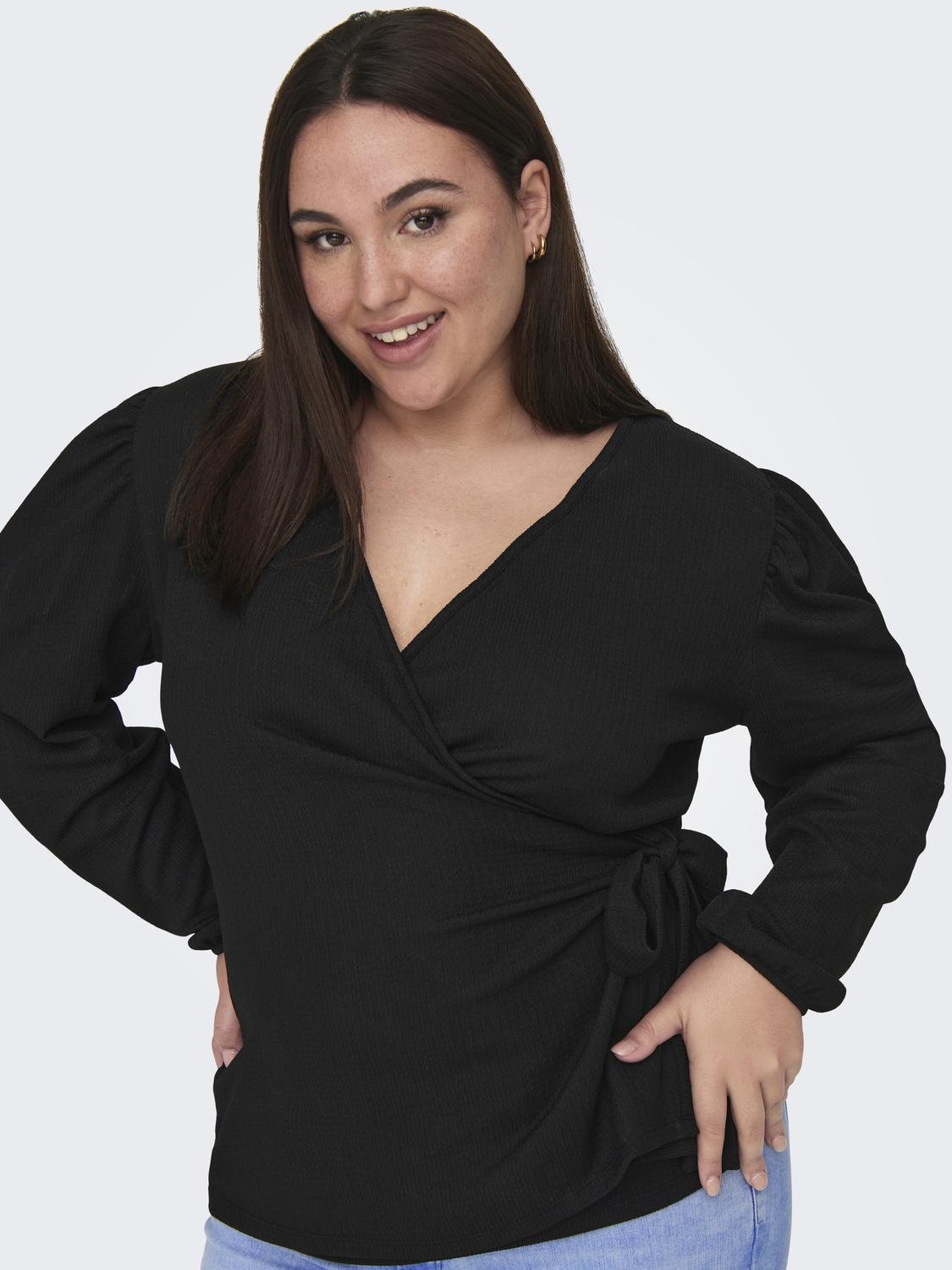 ONLY Curvy Wrap Top -Black - 15312266