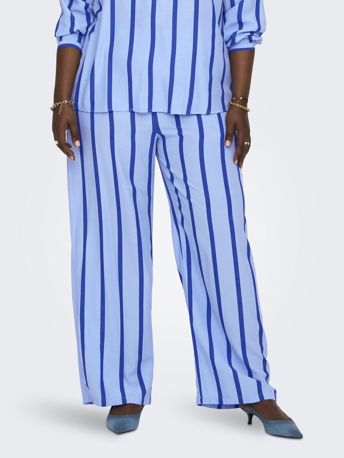 ONLY Curvy striped pants -Placid Blue - 15312341