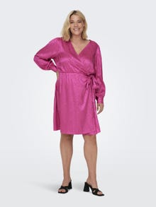 ONLY Normal geschnitten V-Ausschnitt Kurzes Kleid -Raspberry Sorbet - 15312349