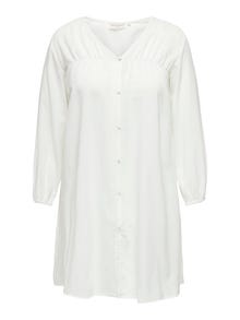 ONLY Curvy v-neck layered dress -White - 15312376