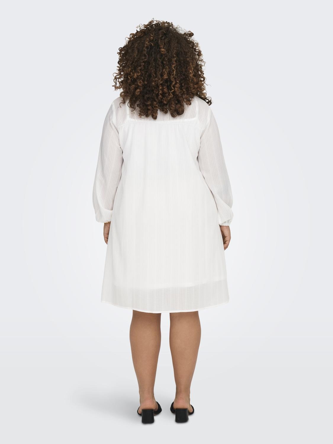 ONLY Curvy v-hals kjole -White - 15312376