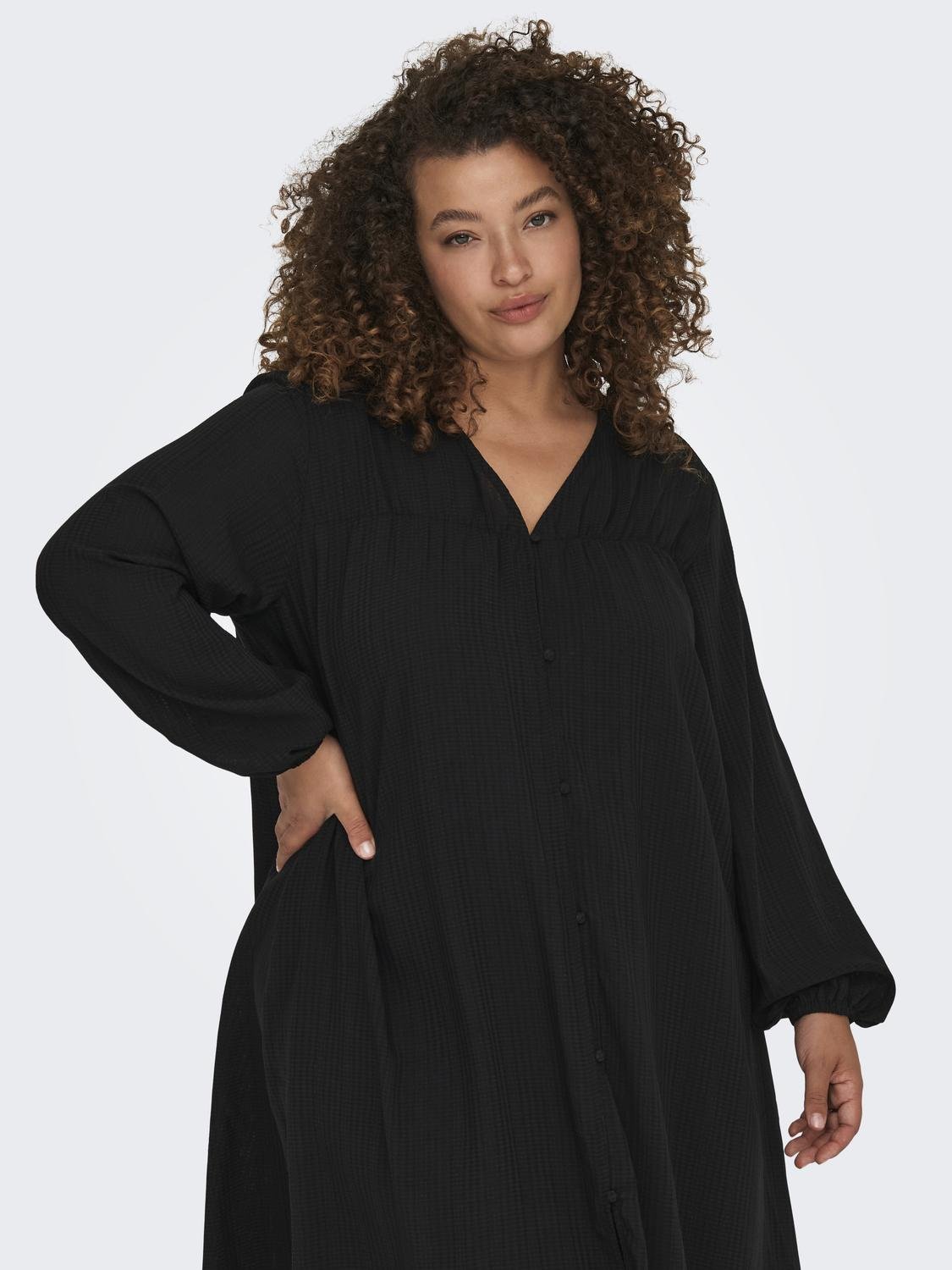 ONLY Curvy v-hals kjole -Black - 15312376