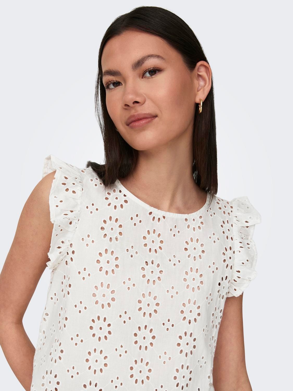 ONLY Embroidered top -Cloud Dancer - 15312383
