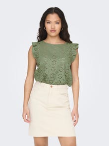 ONLY Embroidered top -Oil Green - 15312383