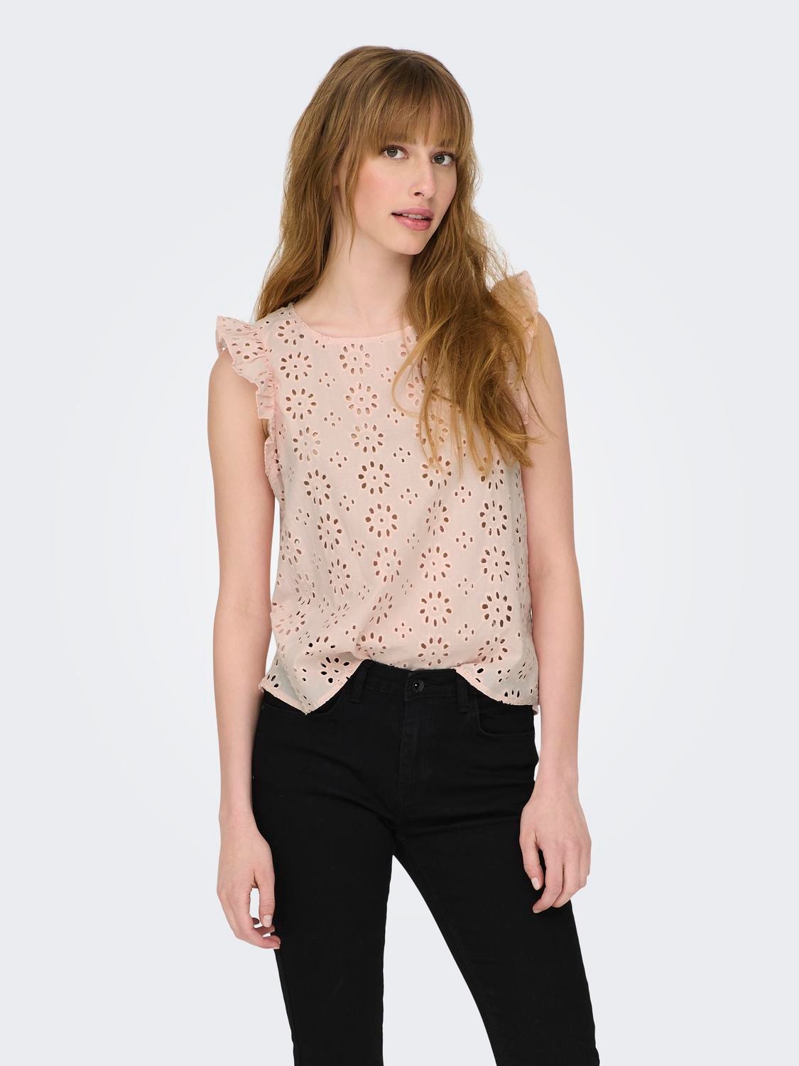 ONLY Embroidered top -Peach Whip - 15312383
