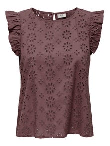 ONLY Redovno prianjanje O-vrat Rukavi za glasnoću Vrh -Rose Brown - 15312383