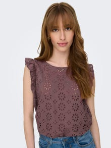 ONLY Tops Regular Fit Col rond Manches volumineuses -Rose Brown - 15312383
