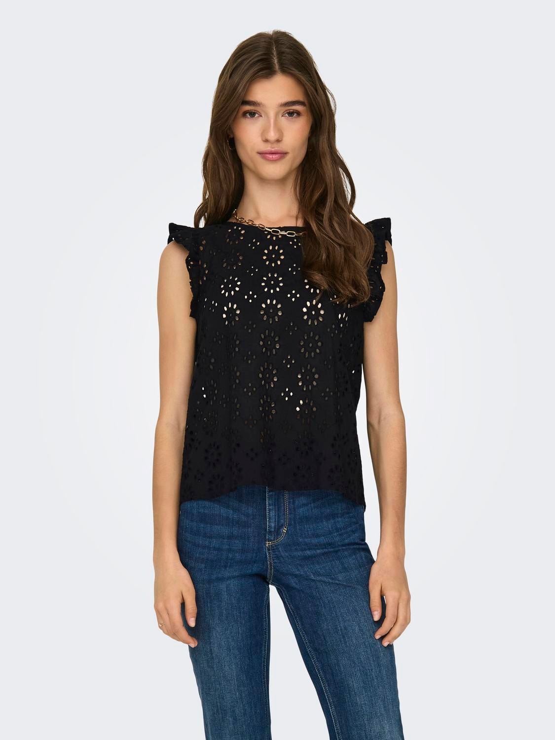 ONLY Embroidered top -Black - 15312383