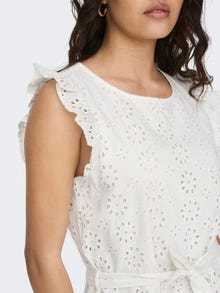 ONLY Regular Fit Round Neck Volume sleeves Short dress -Cloud Dancer - 15312384