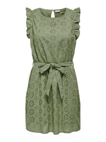 ONLY Regular fit O-hals Volumineuze mouwen Korte jurk -Oil Green - 15312384