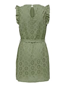 ONLY Normal geschnitten Rundhals Voluminöser Armschnitt Kurzes Kleid -Oil Green - 15312384