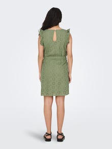ONLY Broidery anglaise kortærmet kjole -Oil Green - 15312384