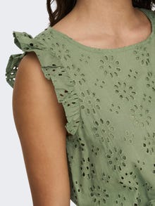 ONLY Broidery anglaise kortærmet kjole -Oil Green - 15312384