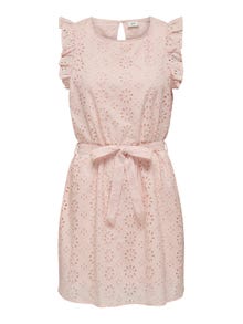 ONLY Broidery anglaise kortærmet kjole -Peach Whip - 15312384