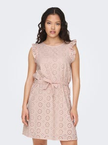 ONLY Broidery anglaise kortærmet kjole -Peach Whip - 15312384